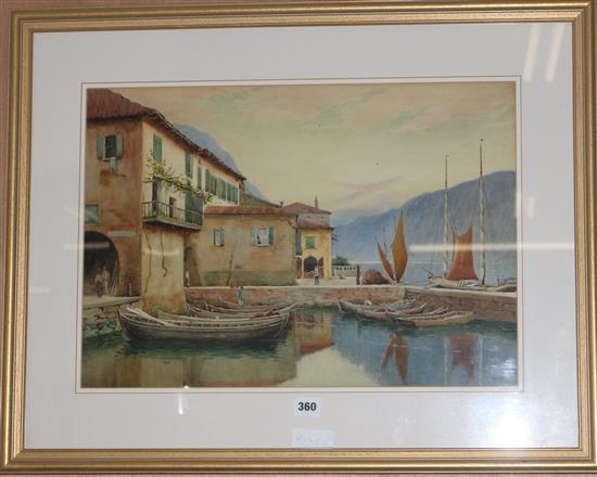 E.H. Burt-Smith Italian lake scene, watercolour, signed 38 x 54cm.